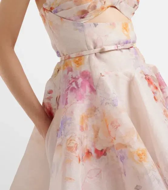Zimmermann The Crush Twist Front Mini Dress in Multi Floral Size 1/Au 10 photo 3