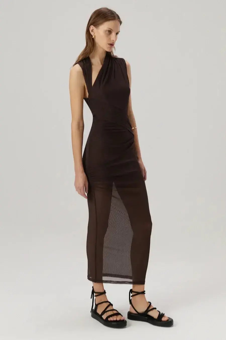 Misha Tillie Midi Dress Brown Size 10/M photo 2