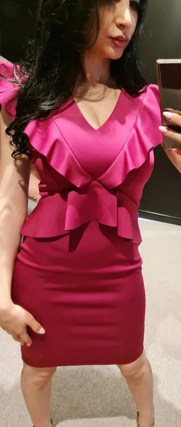 Ted Baker Alair Ruffle Peplum Bodycon Dress in Hot Pink Size 6 photo 3