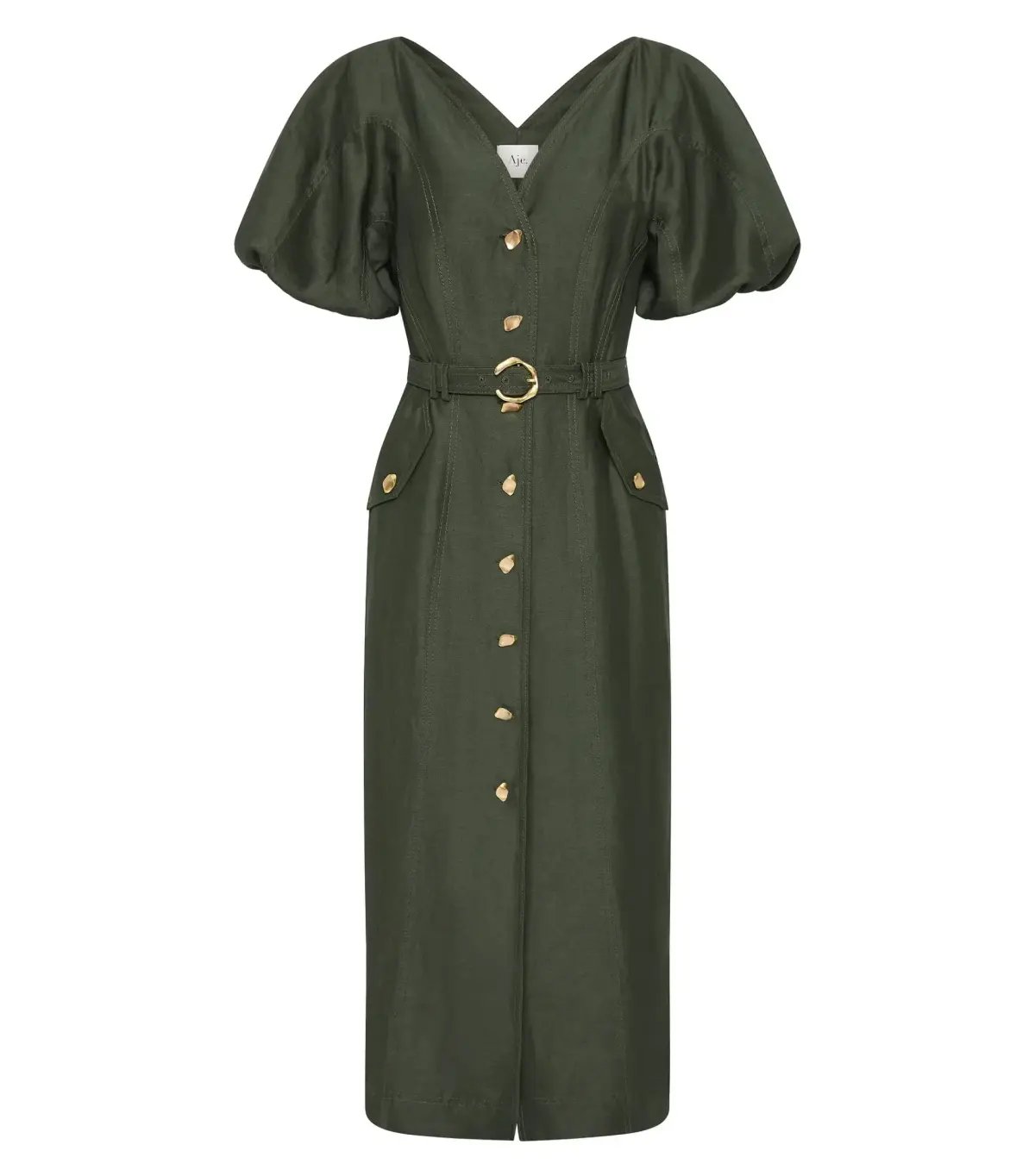 Aje Paloma Utility Midi Dress Midnight Green Size 10 photo 6