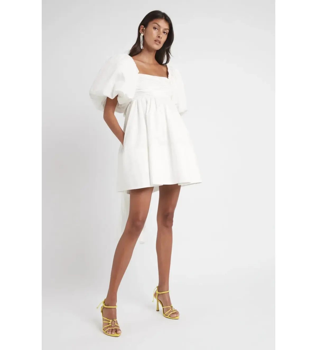 Aje Casabianca Puff Sleeve Mini Dress Ivory Size AU 6 photo 2