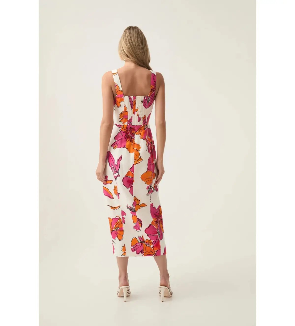 Aje Flourish Midi Dress in Vivid Hibiscus Size AU 6 photo 3