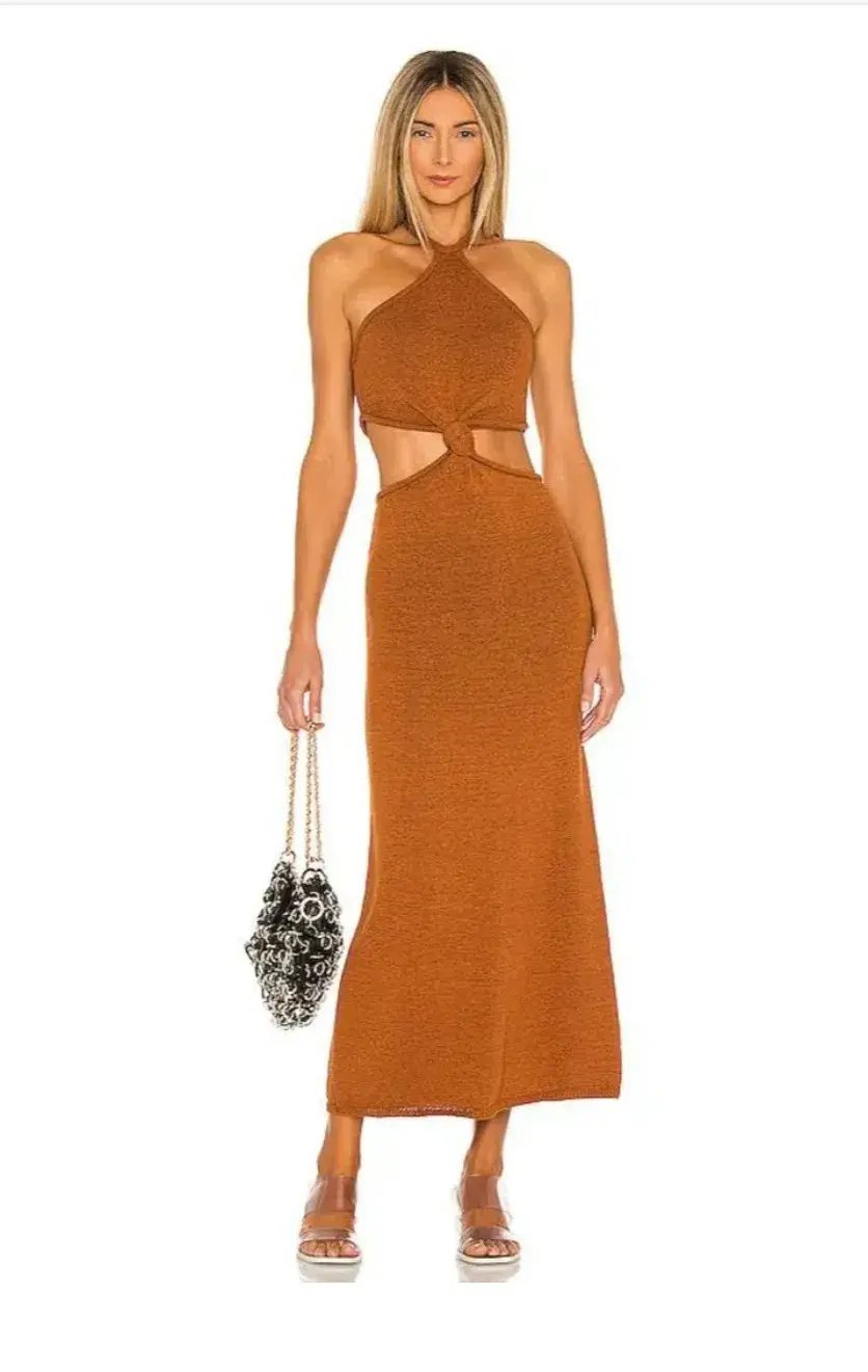 Cult Gaia Cameron Knit Dress Brown Size L/Au 12 photo 3
