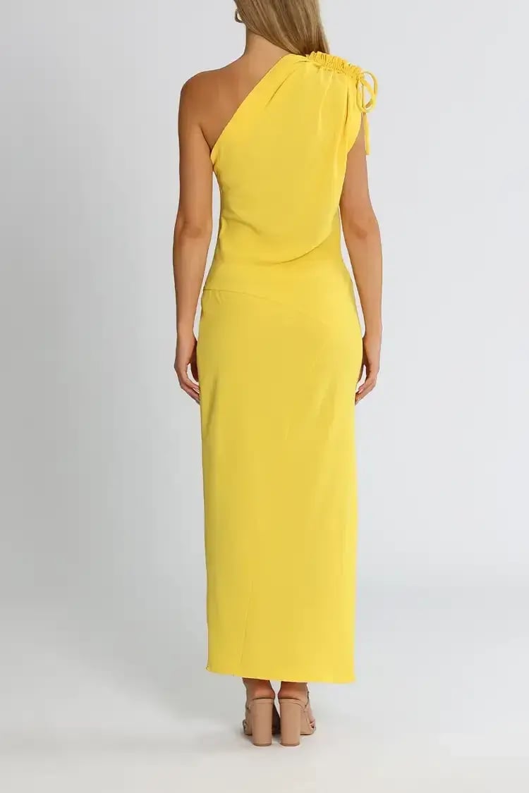 By Johnny Jasmine One Shoulder Dress in Yellow Size 8 photo 3