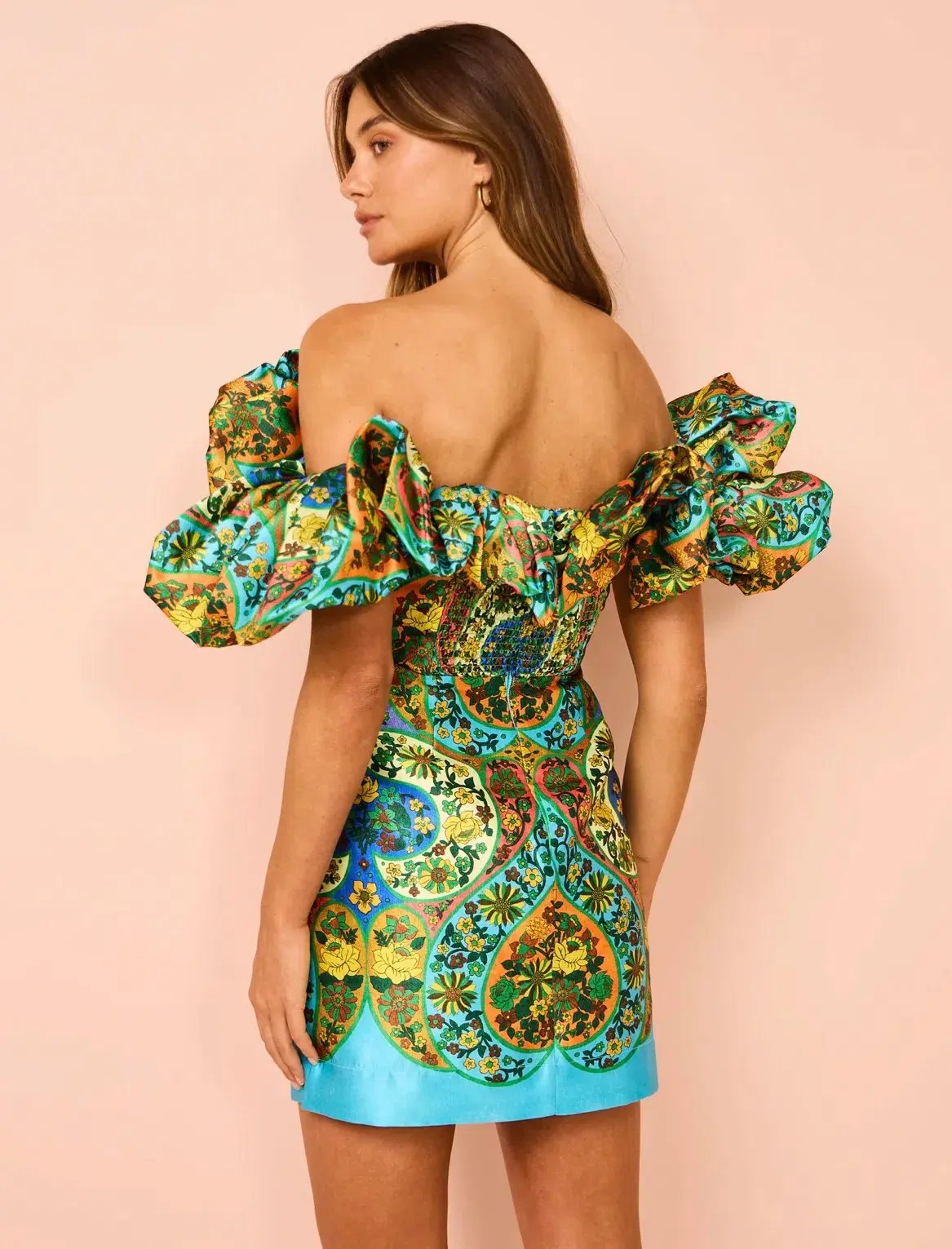Alemais Sofie Off Shoulder Mini Dress in Multi Size AU 10 photo 3