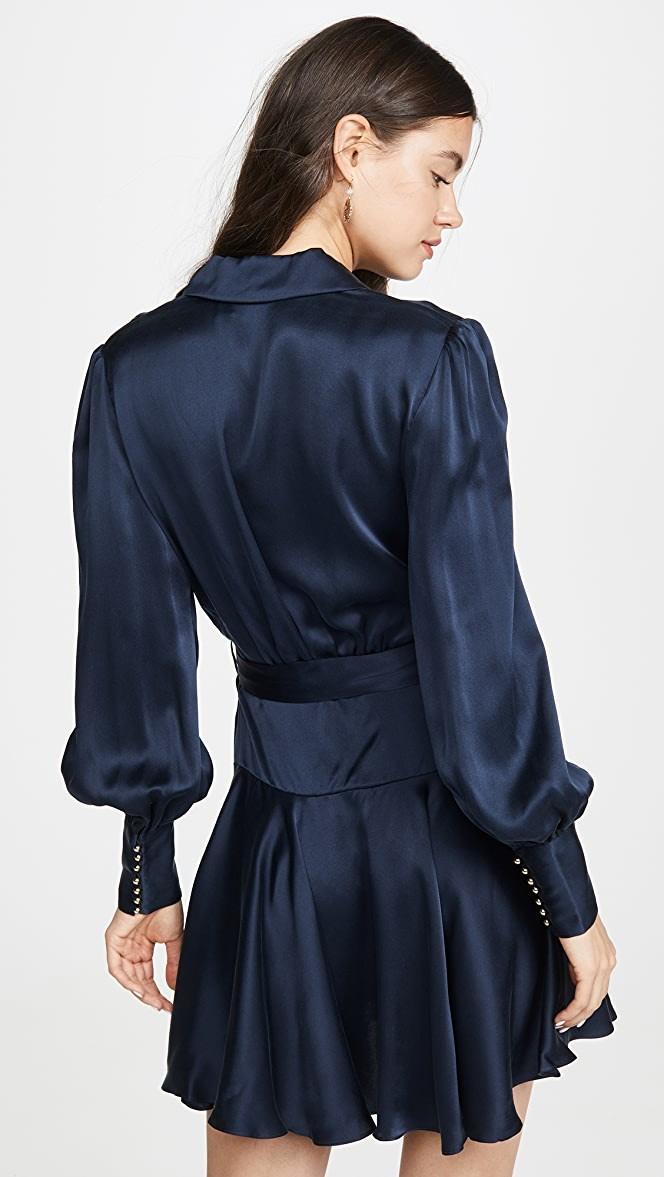 Zimmermann Silk Wrap Mini Dress Navy Blue Size 14 photo 3