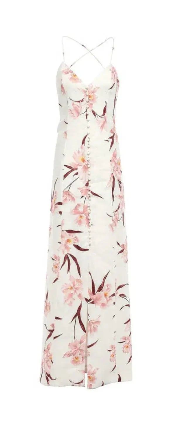 Zimmermann Corsage Linen Maxi Slip Dress Floral Size 2 / AU 12 photo 2
