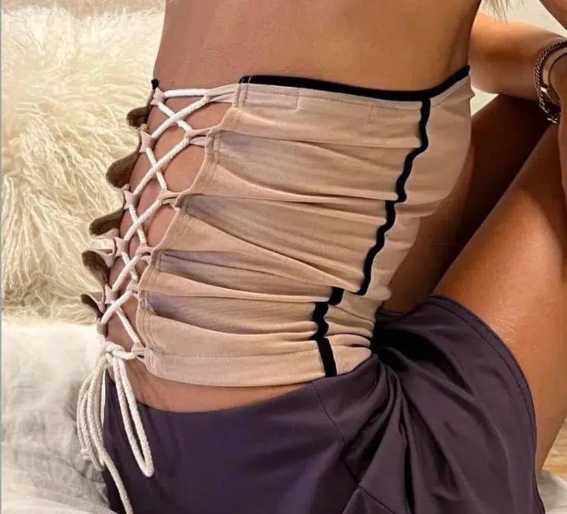 With Harper Lu Contrast Corset Blush One Size photo 2