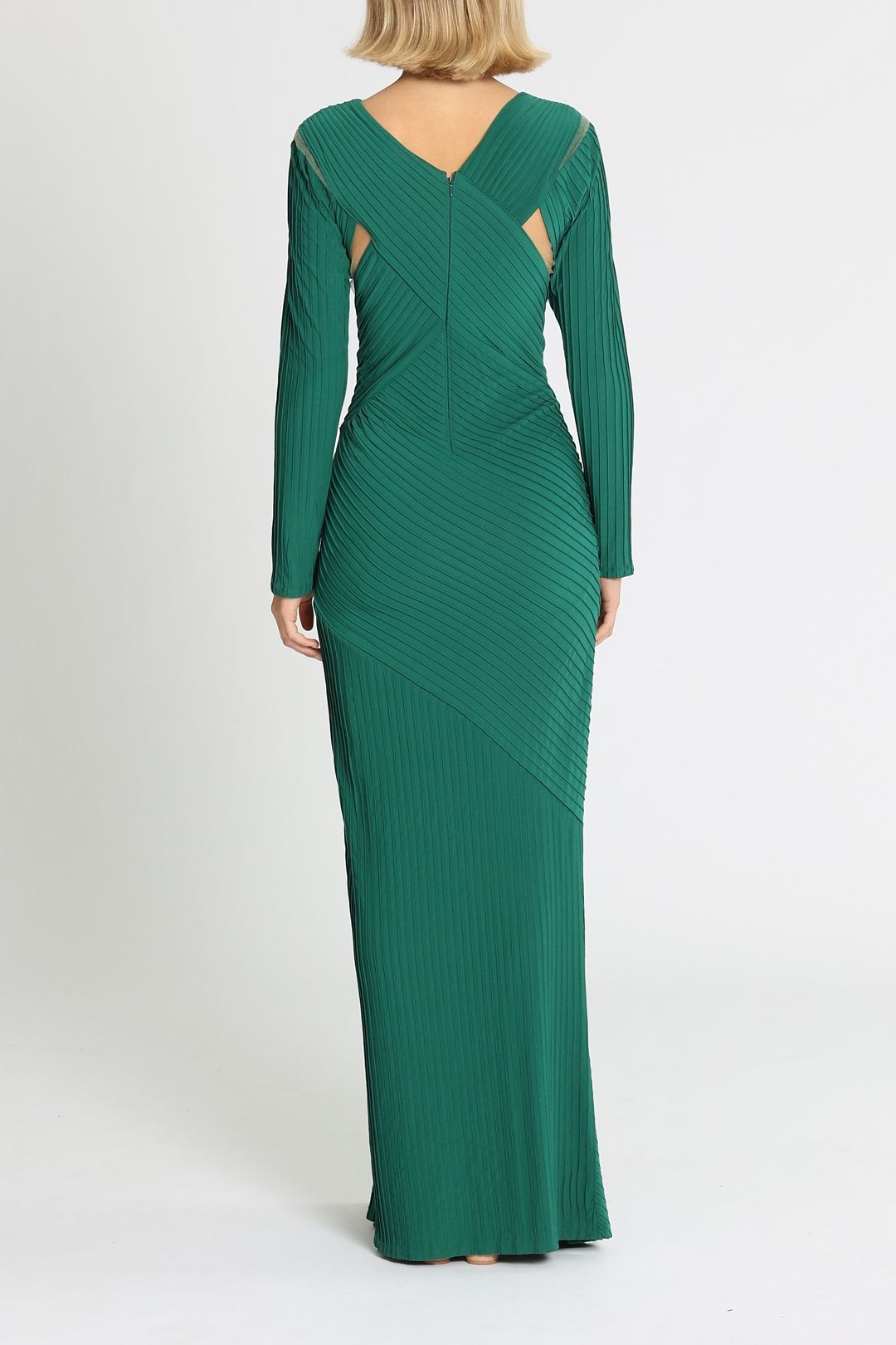 Bollani Pintuck Cutout Gown - Forest photo 3