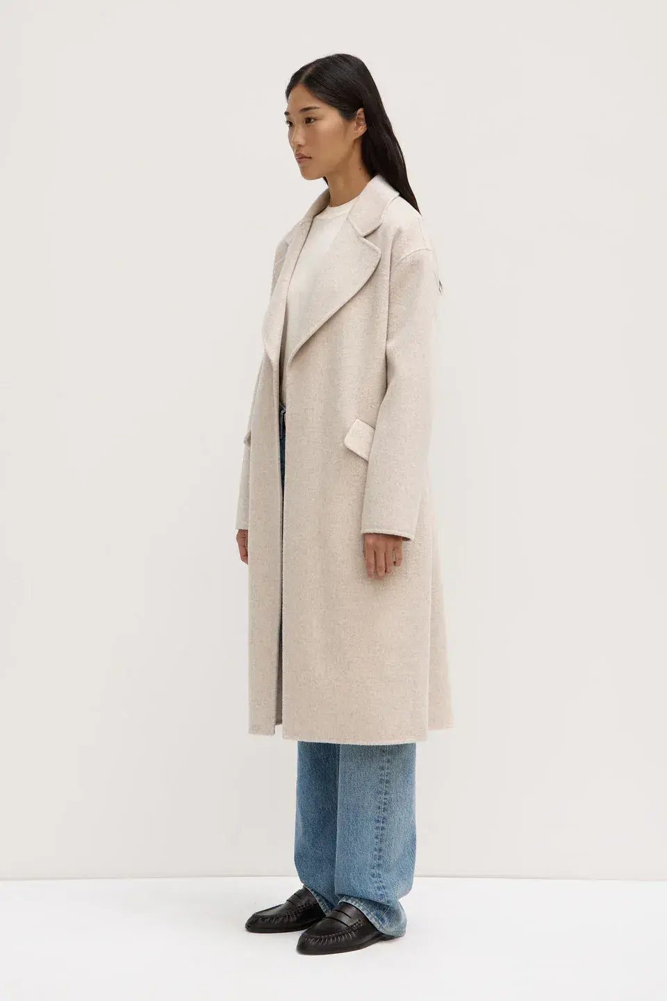 Assembly Label Sadie Single Breasted Wool Coat Oat Marle Cream Size 8 photo 2
