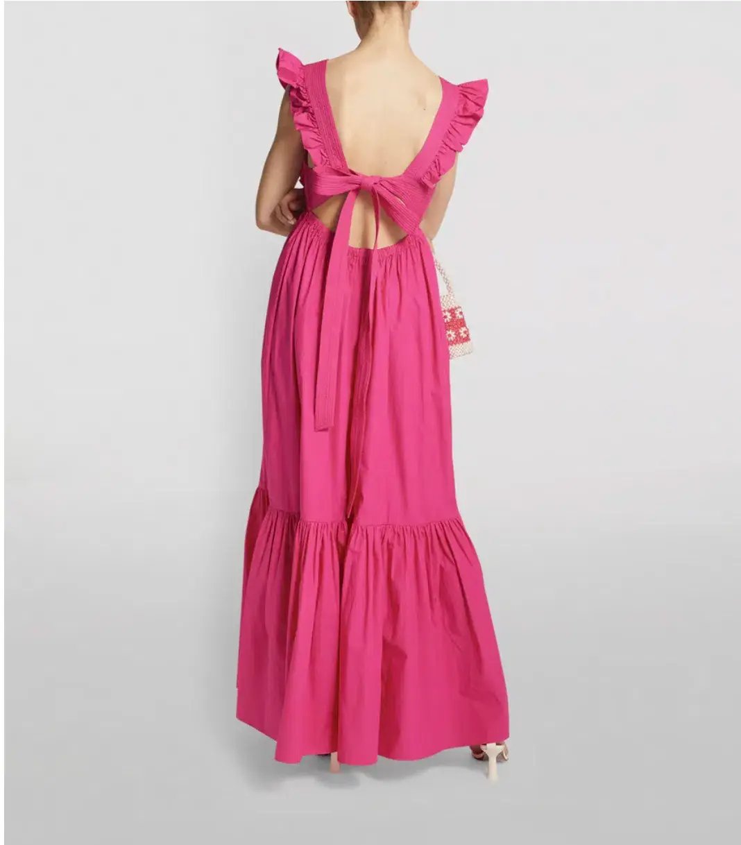 Self-Portrait Ruffled Cotton Poplin Maxi Dress in Pink Size 12 photo 2
