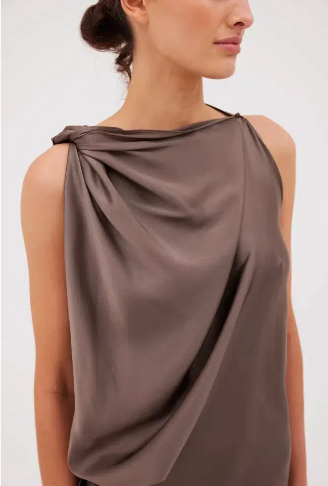 Bianca Spender Bronze Silk Roma Gown Size AU 12 photo 4