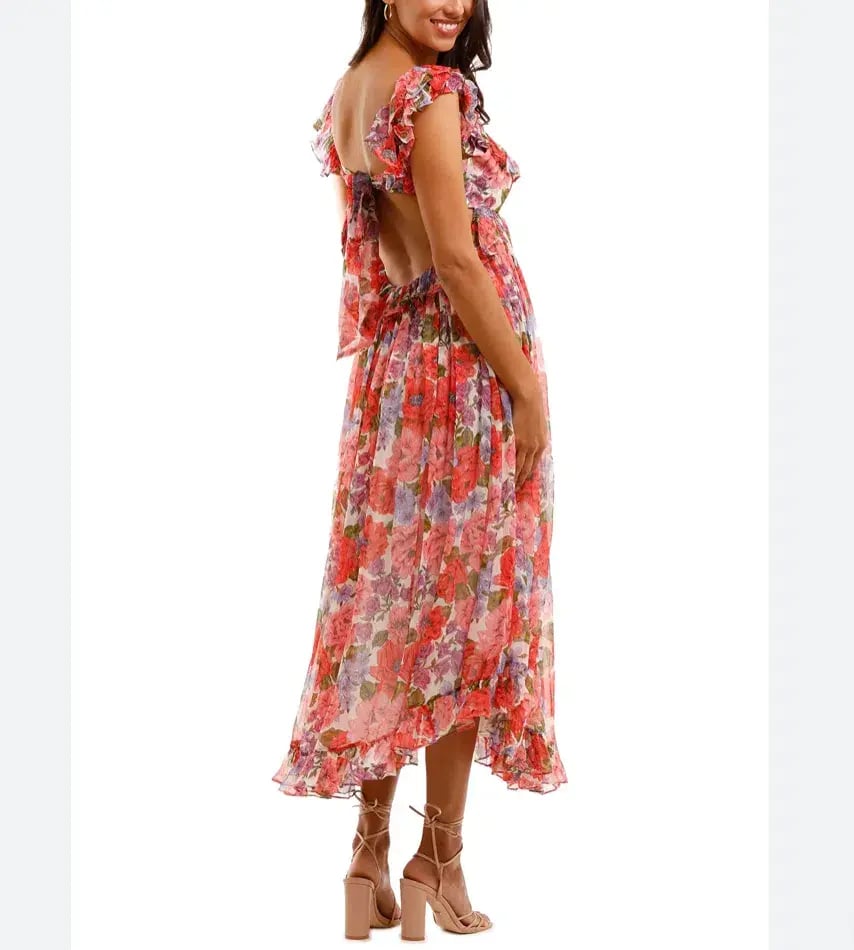 Zimmermann Poppy Frill Edge Midi Silk Dress Print Size 8 photo 3