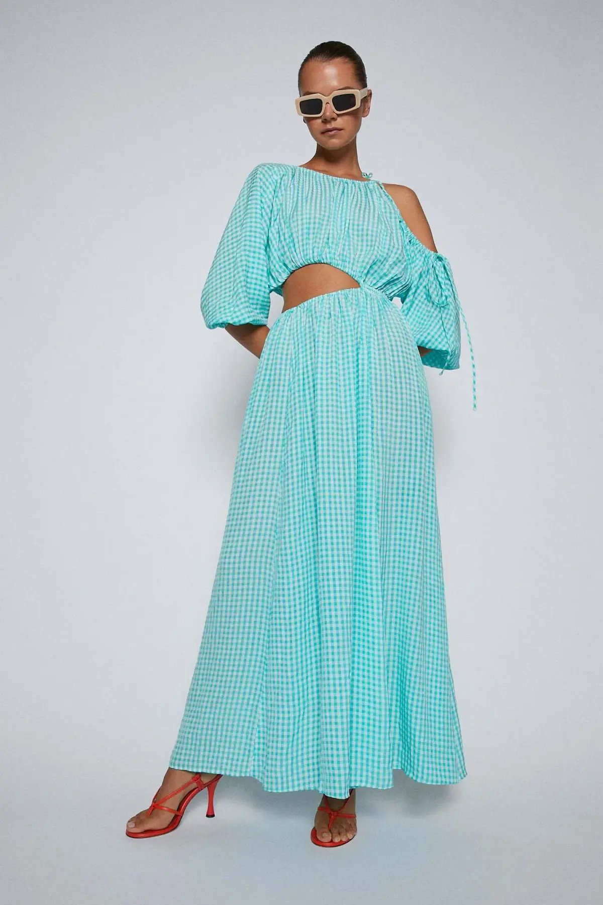 Scanlan Theodore Gingham Drawstring Dress Mint Size 10 photo 2