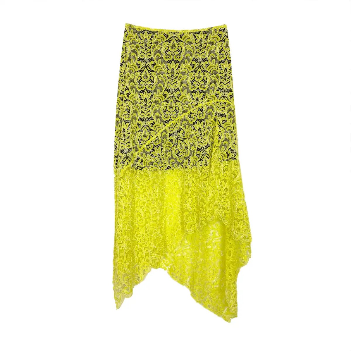 Marques Almeida Lace Layered Midi Skirt Yellow Black Size 10 photo 5
