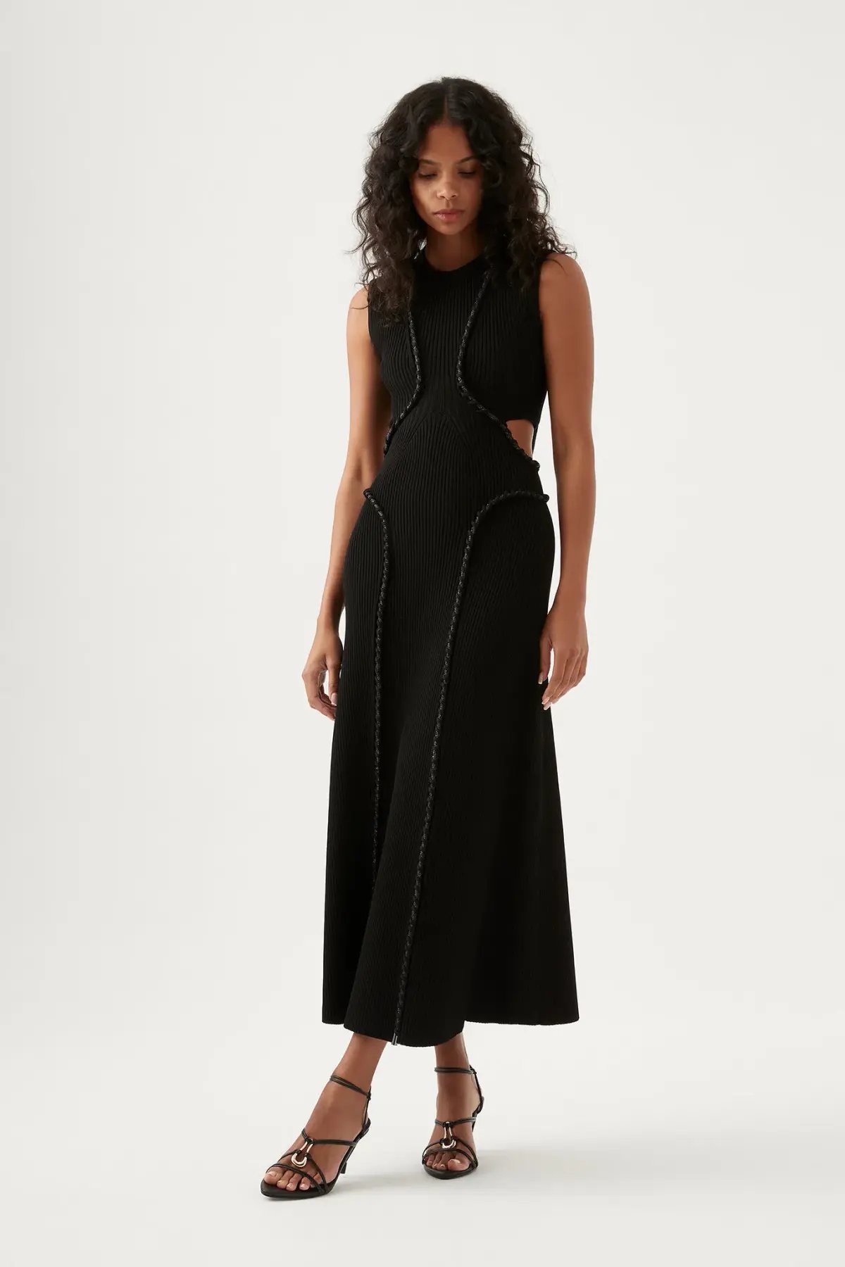 Aje Arp Cut Out Knit Midi Dress Black Size XS/Au 6 photo 3