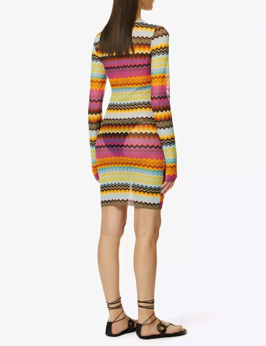 Missoni Zigzag Semi-Sheer Knitted Mini Dress Multi Size AU 6 photo 4