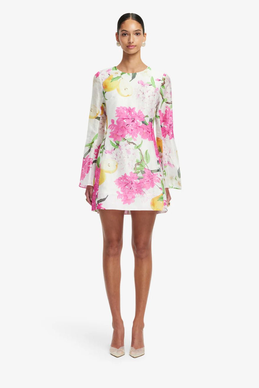 Leo Lin Suzanne Bell Sleeve Mini Dress - Floral Pear Print photo 2