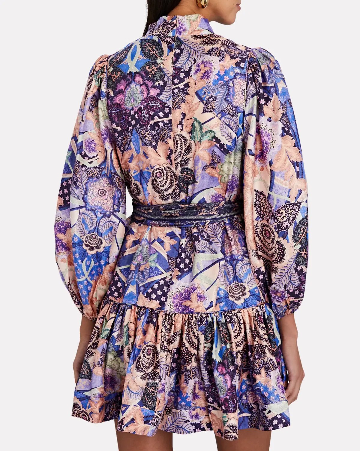 Zimmermann Celestial Buttoned Mini Dress Amethyst Floral Size 1/Au 10 photo 2