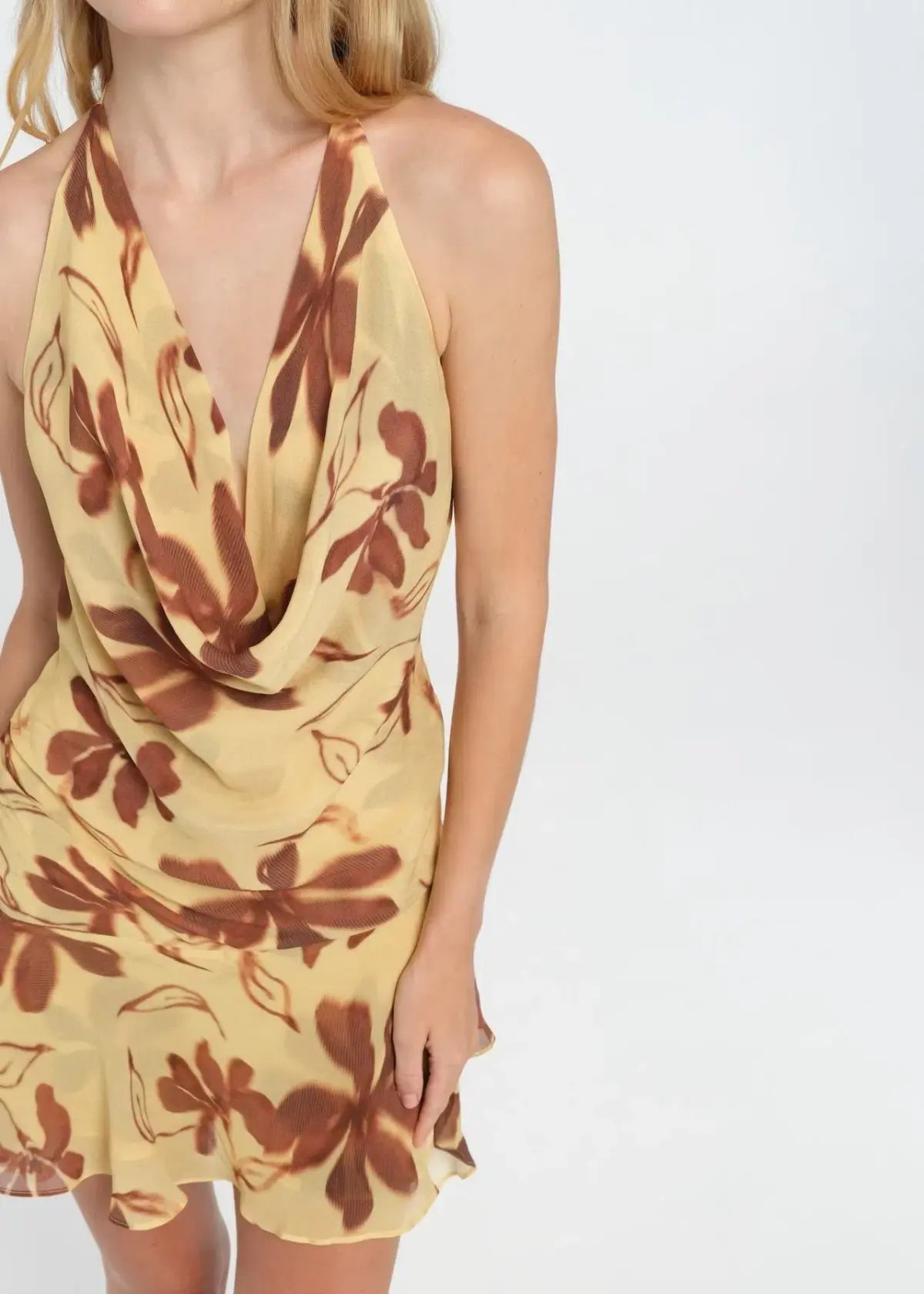 Benni Harlow Halter Mini Dress Yellow Size 8 photo 3