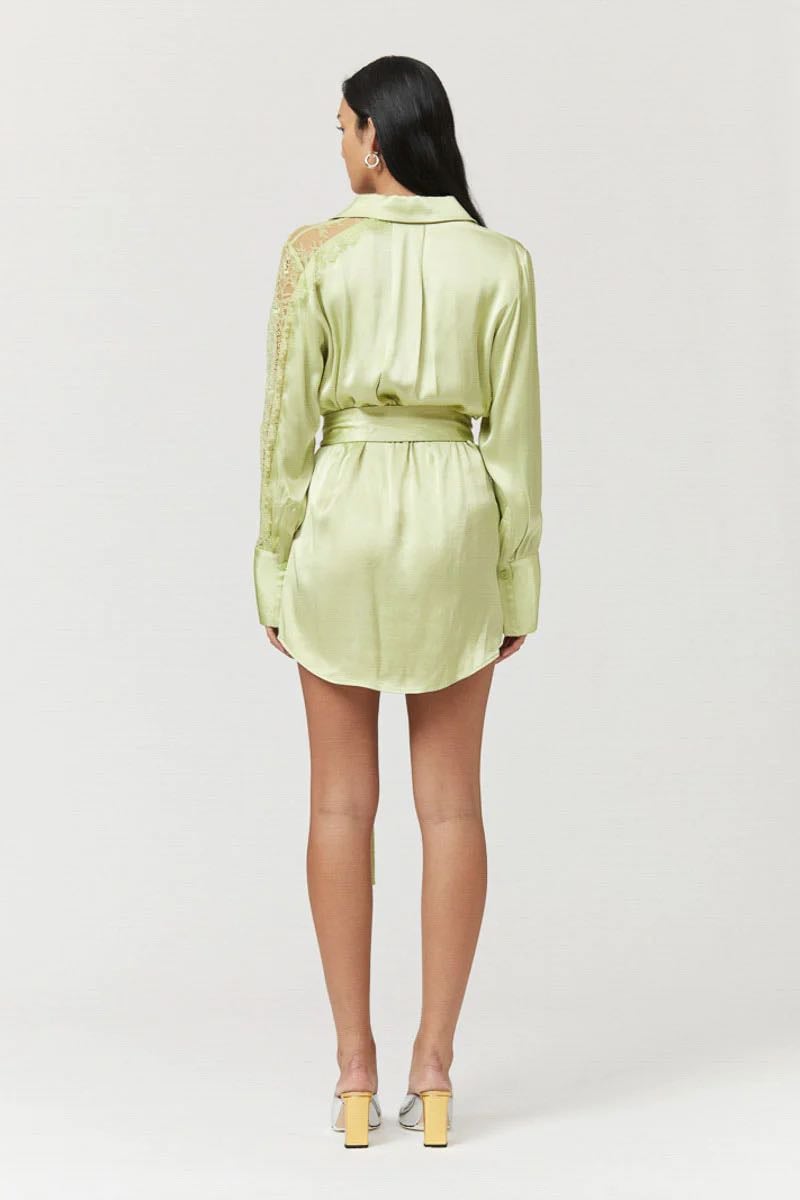 SUBOO NICKY MINI SHIRT DRESS - CELERY GREEN photo 4