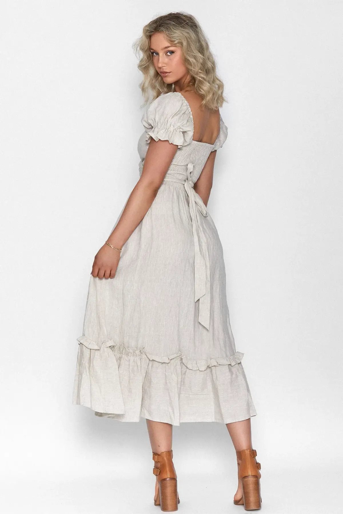 Aulieude Marianne Dress in Oat Cream Size 16 photo 3