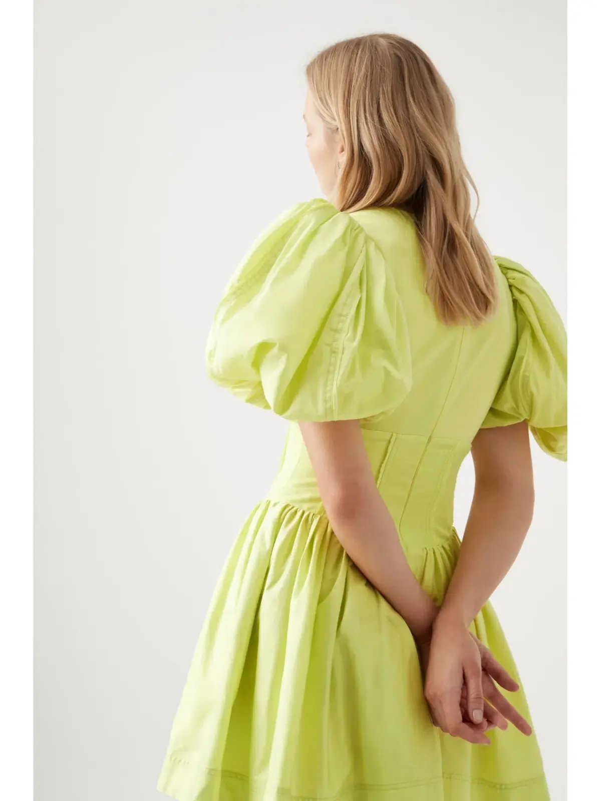Aje Gianna Puff Sleeve Mini Dress in Lemon Size AU 6 photo 4