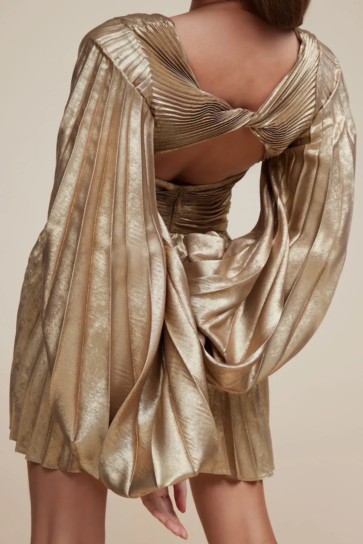 Acler Geneva Mini Dress Metallic Gold Size 6 photo 7