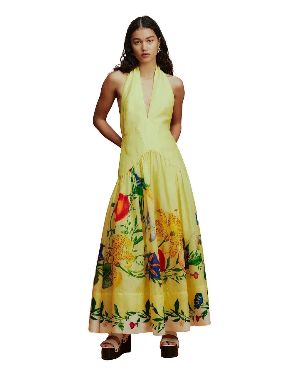 ALEMAIS Dahlia Halter Gown Yellow Size 10 AU photo 20