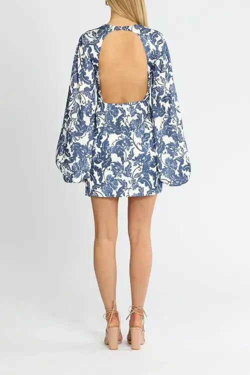 Significant Other Holly Mini Dress Blue Print Size 8 photo 3