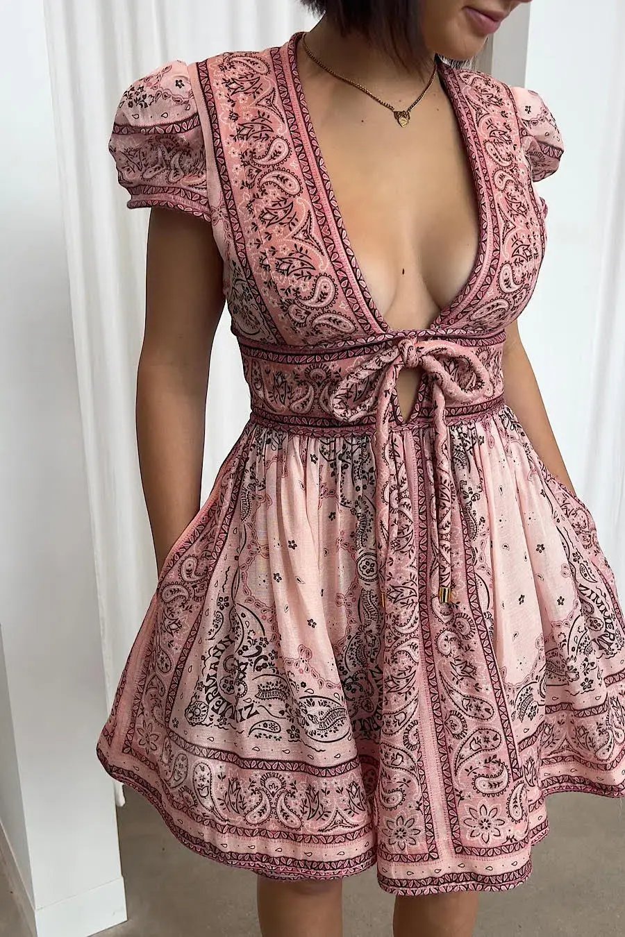 Zimmermann Matchmaker Mini Dress Pink Print Size 0 / AU 8 photo 6
