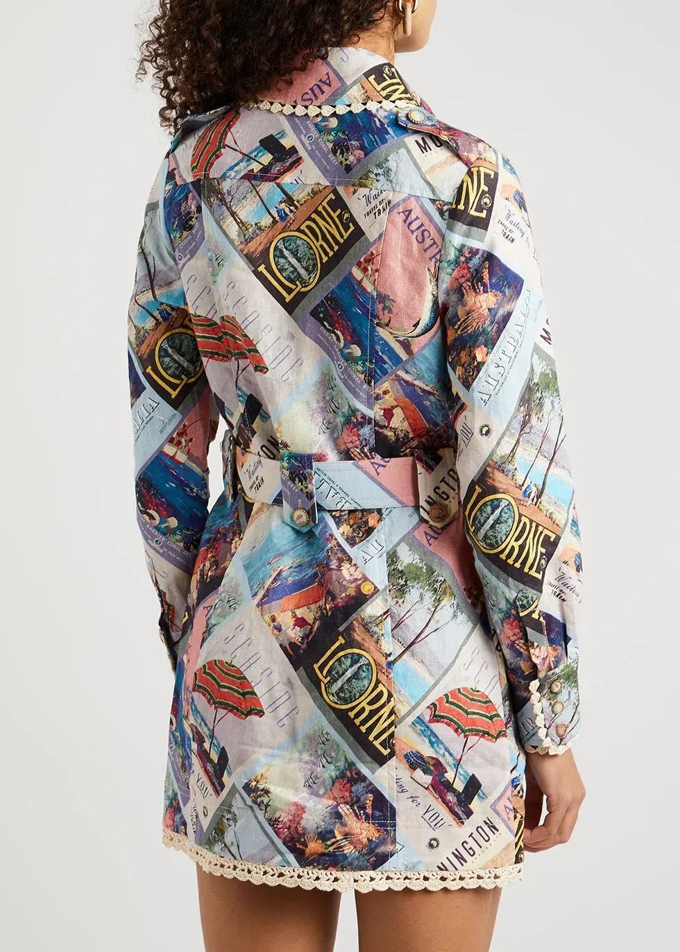 Zimmermann Postcard Shirt Mini Dress Small Poster Print Size 0P/Au 6 photo 2