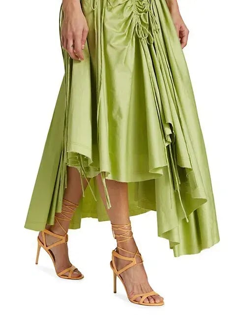 Aje Siren Drawstring Midi Skirt Green Size 10 photo 4