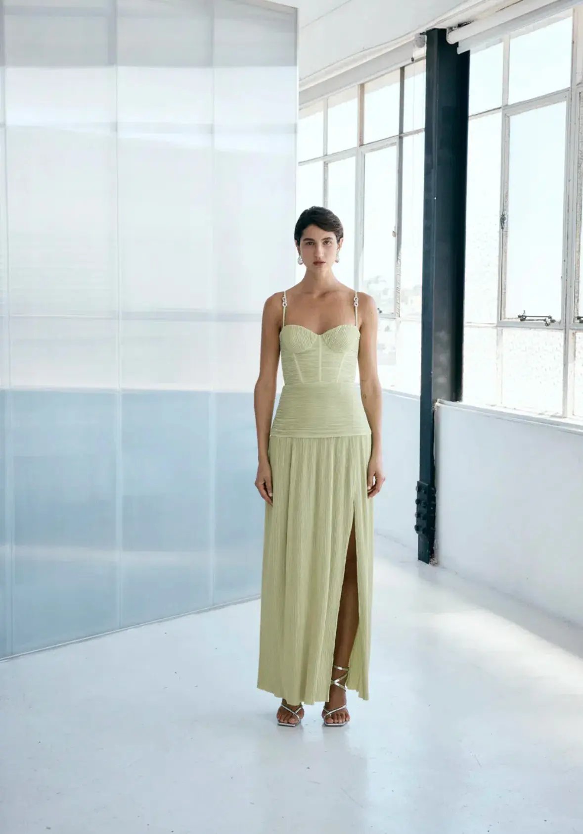 Manning Cartell Double Time Pleat Dress Pistachio Size 8 photo 4