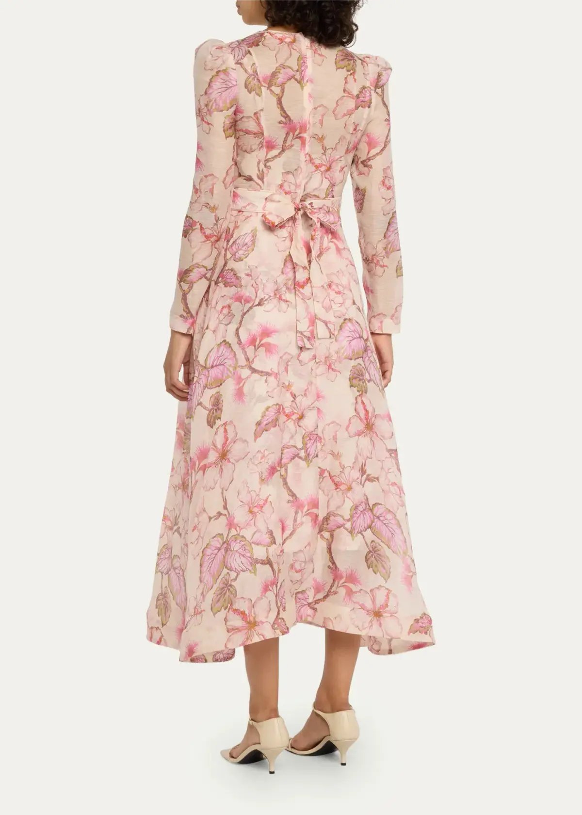 Zimmermann Matchmaker Floral Midi Dress Coral Hibiscus Size 3 / AU 14 photo 2