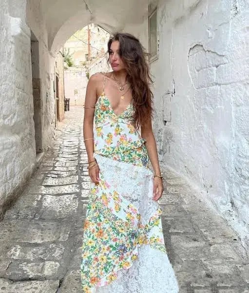 For Love and Lemons Rosalyn Maxi Dress Marigold Floral Size 8 photo 4