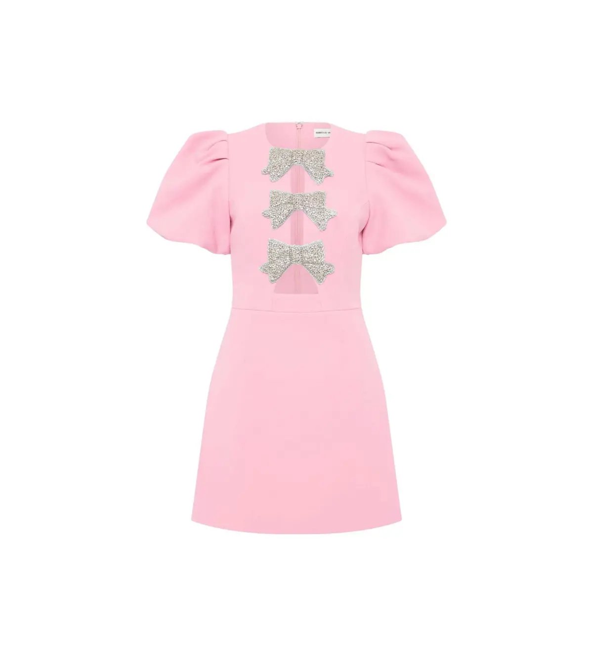 Rebecca Vallance Juliana Puff Sleeve Mini Dress Pink Size AU 12 photo 5