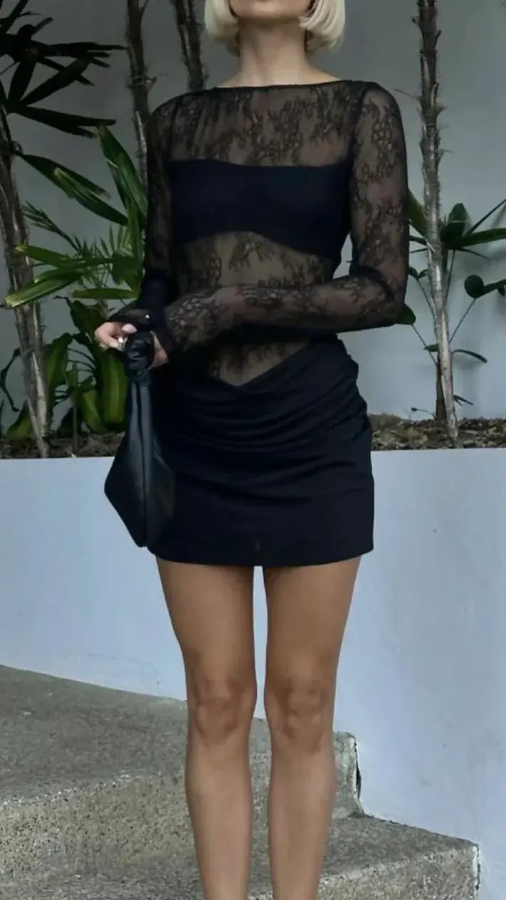 Benni Yana Lace Mini Dress Black Size 6 photo 5