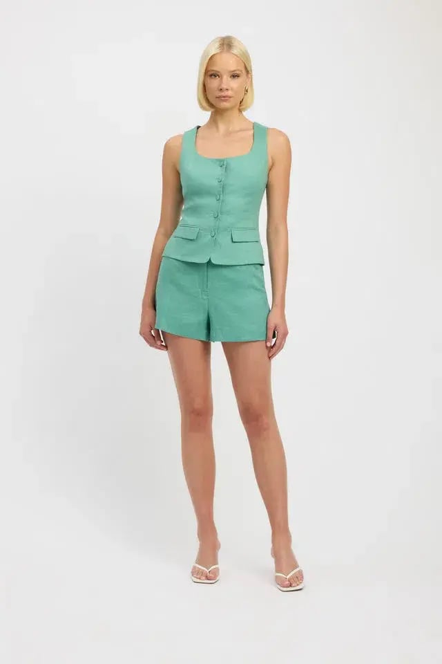 Kookai Palm Vest Top Size 10 and Short Size 8 Set in Four Leaf Clover Green photo 5