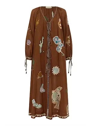 Alemais LAURENCE TIE FRONT SHIRTDRESS Brown Size 14 photo 5