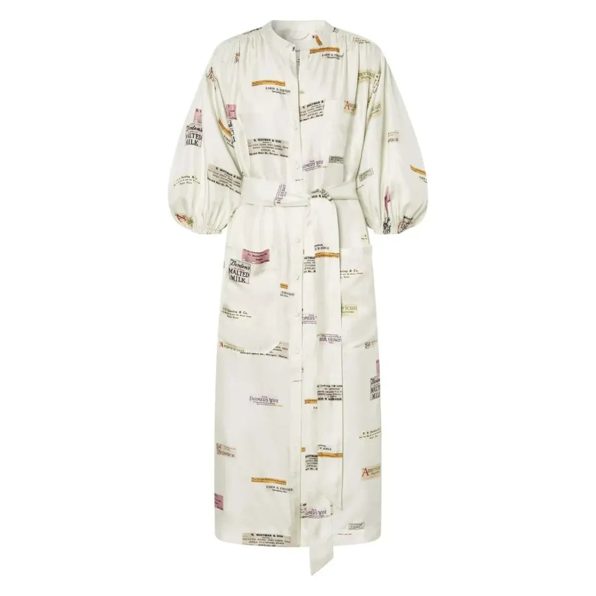Oroton Short Sleeve Spaced Label Midi Dress  Beige Size 8 photo 3