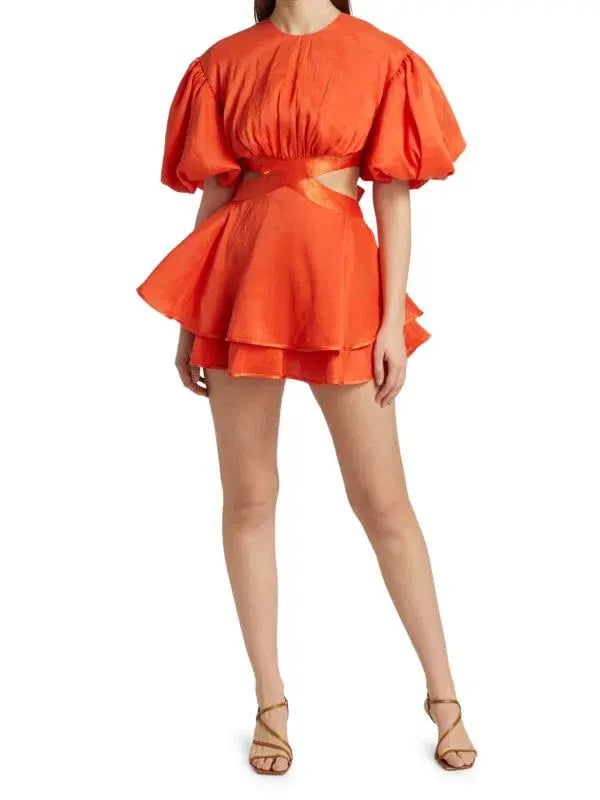 Aje Gracious Cut-Out Mini Dress Orange Size 10 photo 3