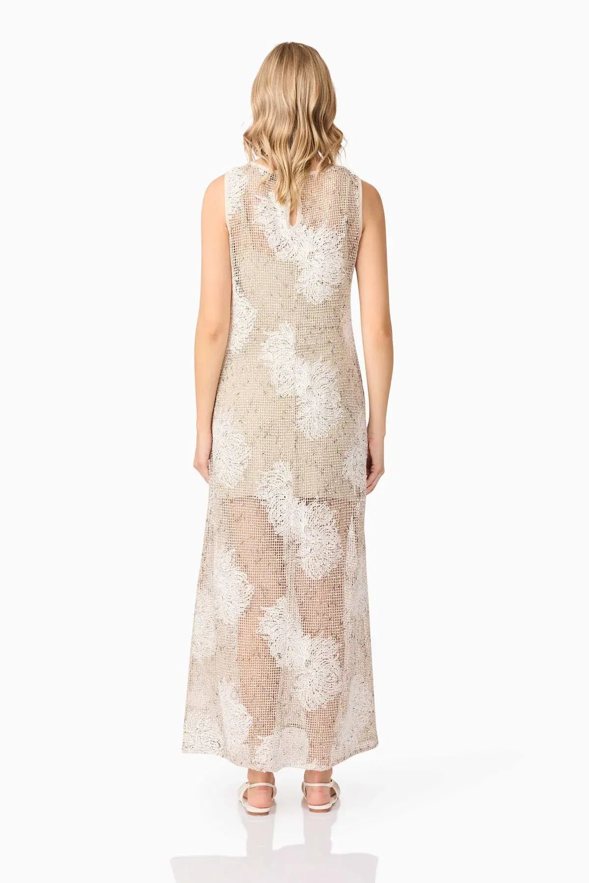 Curaae by Elliatt Samieka Crochet Midi Dress in Beige Size 10 photo 3
