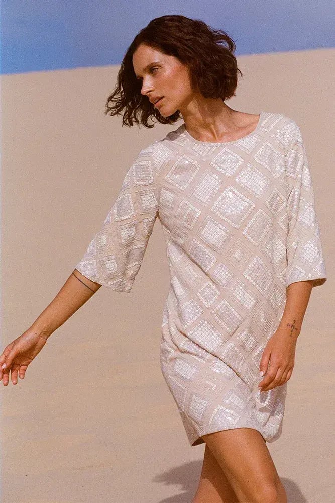 Spell Light of Moon Sequin Tunic Dress Cream Size XS/Au 8 photo 2
