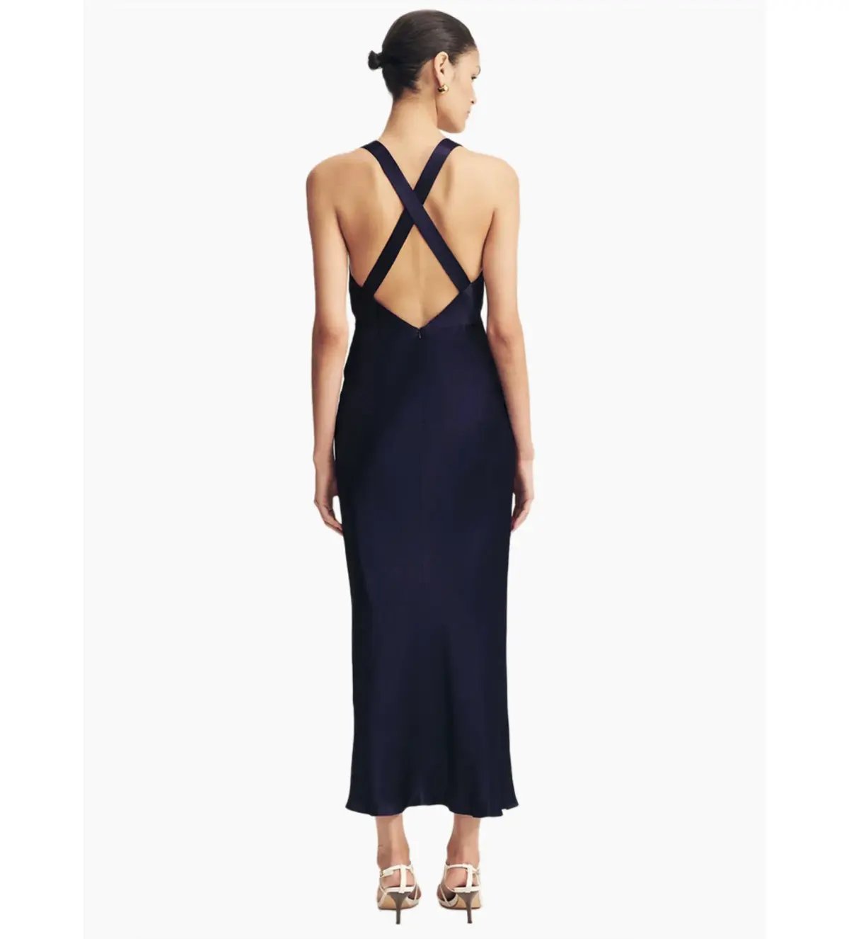 Shona joy Camille Lace Cross Back Split Maxi Dress Midnight/Ivory Size AU 8 photo 3