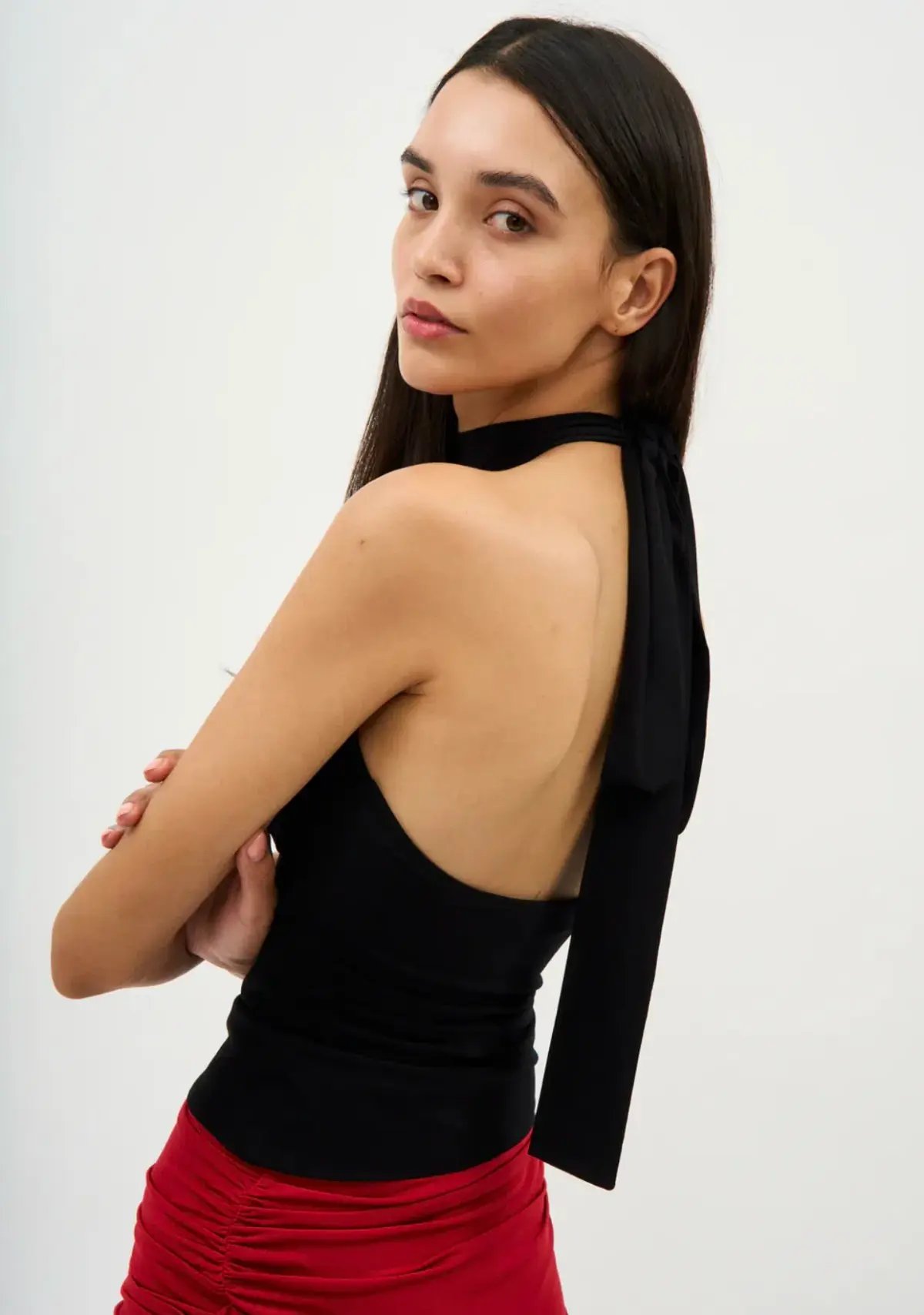 Magda Butrym Halterneck Jersey Top Black Size 8 photo 3