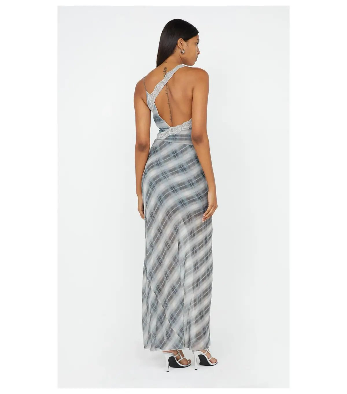 Bec & Bridge Seanna Asymmetrical Maxi Dress in Storm Check Size AU 6 photo 4