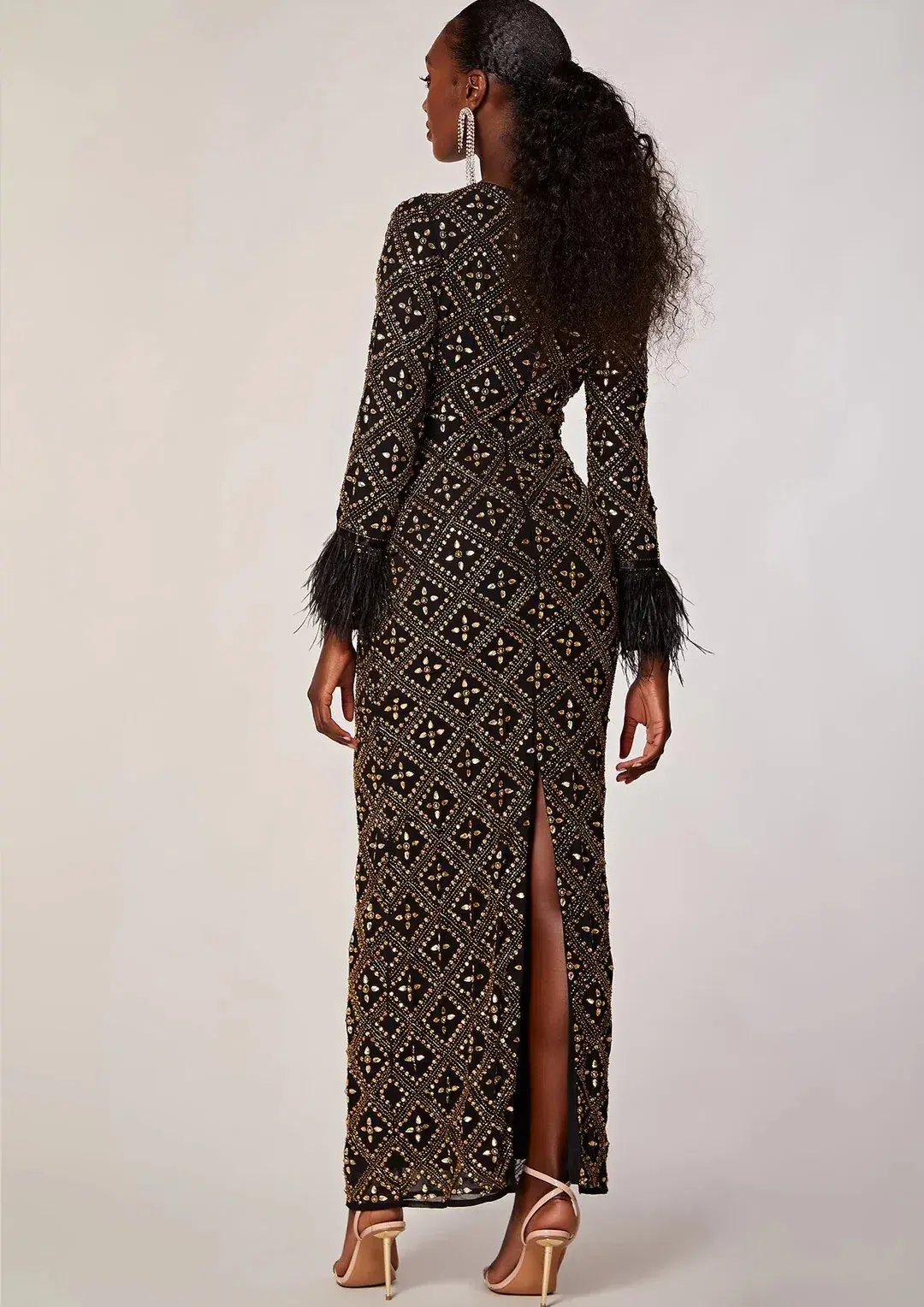 Virgos Lounge Winona Dress Black Gold Size 8 photo 2