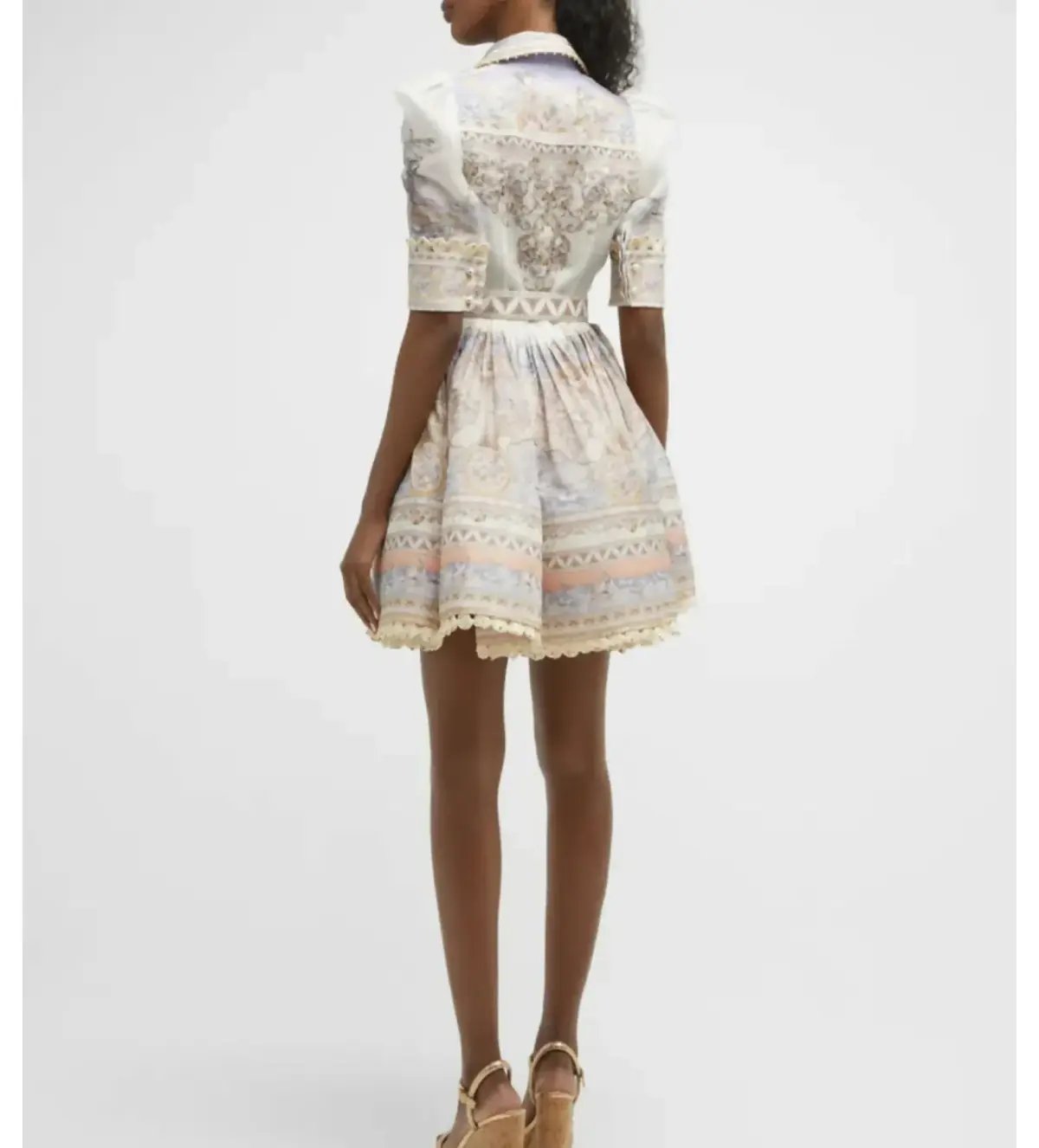 Zimmermann High Tide Mini Shirt Dress in Odyssey Print Size 2/AU 12 photo 4