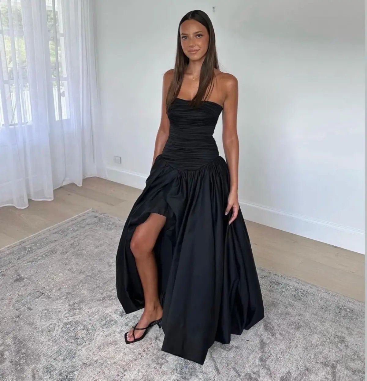 Aje Violette Bubble Hem Maxi Dress Black Size AU 4 photo 3